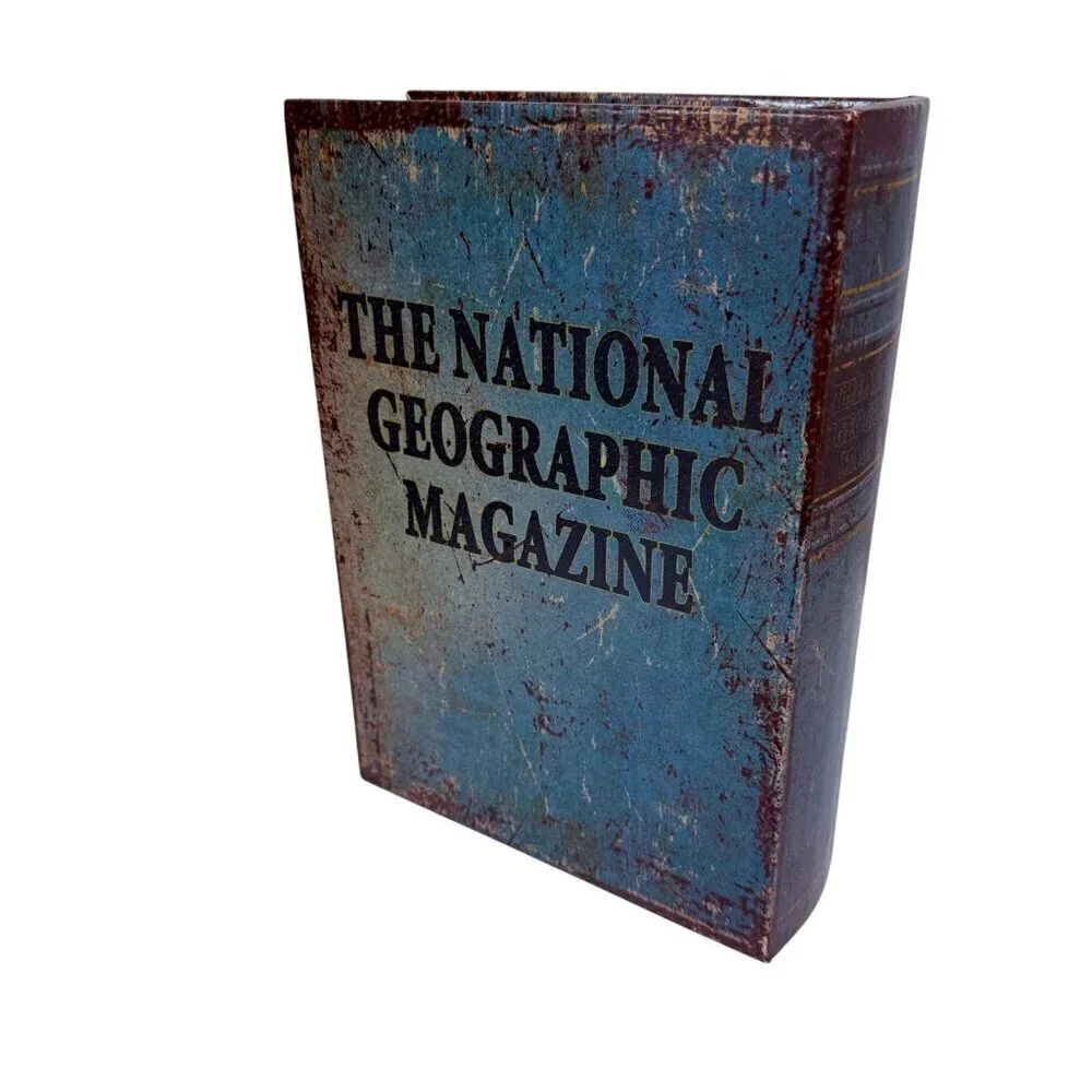 National Geographic Storage Book Boxes Set of Two Bookshelf Coffee Table Decor
